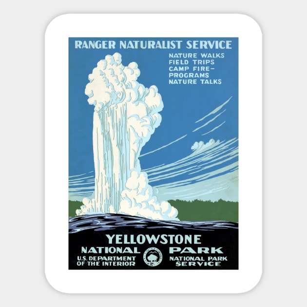 Vintage Travel Poster USA Yellowstone National Park Sticker by vintagetreasure